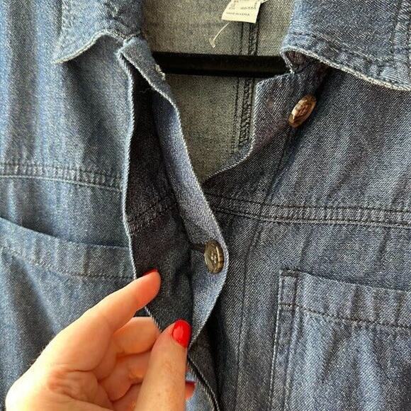 Forever 21 Overall Jumpsuit Womens Small Blue Denim Pockets Western Jeans NWT - Picture 4 of 11